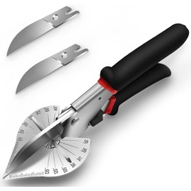 Multi-Angle Miter Shears - Adjustable 45°-135° Angular Trim Cutter Tool for Soft Wood, Plastic & PVC Molding, Shoe Molding with Replacement Blades, Heavy Duty Miter Scissors for DIY Carpentry