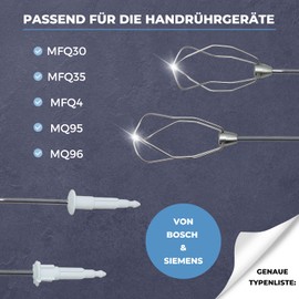 Lichtblau Whisk 653471 for Bosch Hand Mixer I Replacement Whisk Suitable for MFQ30 MFQ35 MFQ4 MQ95 MQ96 I Bosch Whisk with 4 Wires I 2502 Accessories Food Processor Bosch