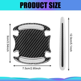 Lyxheth 8PCS Car Door Handle Protector Reflective Sticker, Doors Handles Protectors for Vehicle, 3D Carbon Fiber Door Handle Scratch Protector Cover, Doors Handles Films for Cars (Silver White)