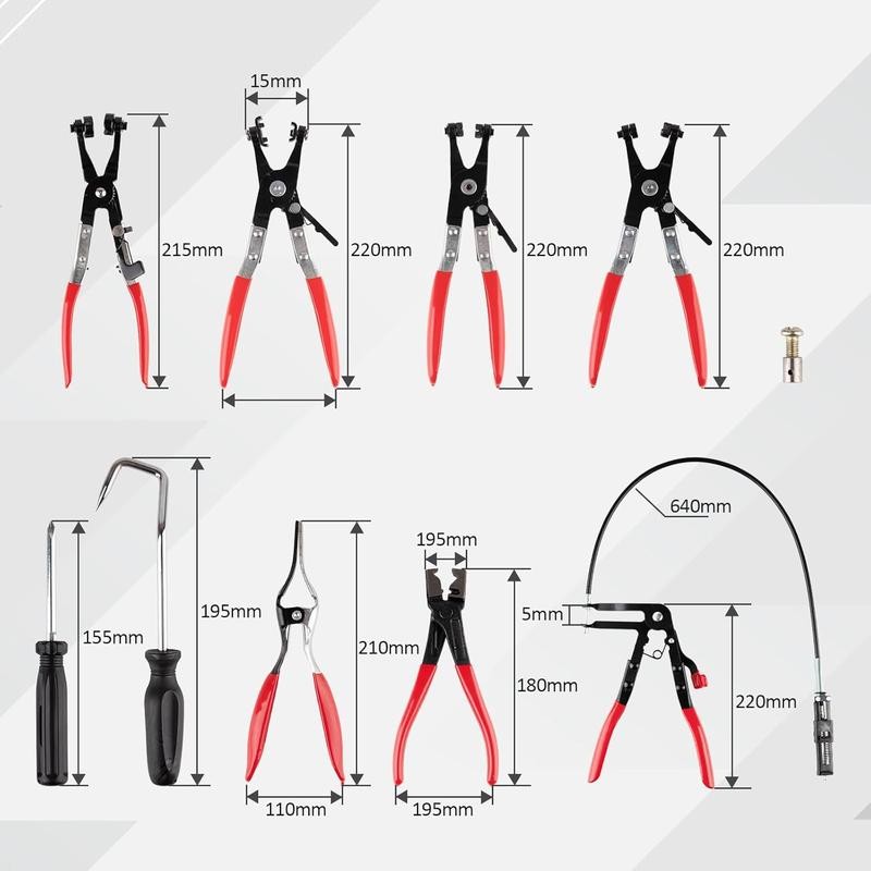 9PCS Hose Clamp Pliers, Automotive Multi-Handle Precision Tools for Clamping
