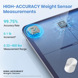 Etekcity Smart Scale for Body Weight and Fat Percentage, Digital Bathroom Accurate Weighing Machine for People's BMI Muscle, Bluetooth Electronic Body Composition Monitor Syncs with App, 400lb