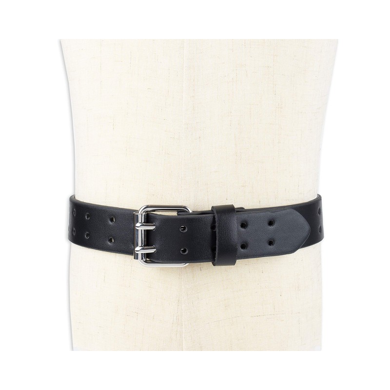 Dickies Boys' Leather Double Prong Belt, Black, X-Small (18-20)