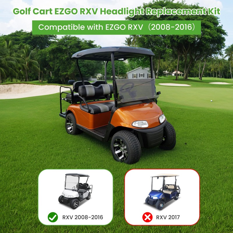10L0L Golf Cart Head Light Kit for EZGO RXV 2008-2015