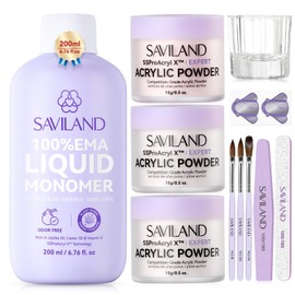 SAVILAND Low-Odor Acrylic Liquid Monomer Kit: Large Capacity Pure EMA Acrylic Monomer Liquid for Nail Extension Nail Carving Non-Yellowing (Acrylic Nail Set)