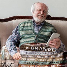 Vervehub Valentines Day Grandpa Gifts Blanket 60"x50", Gifts for Grandpa from Granddaughter Grandson, Grandpa Birthday Retirement Gifts, Gifts for Grandfather, Grandpa Gifts from Grandkids,