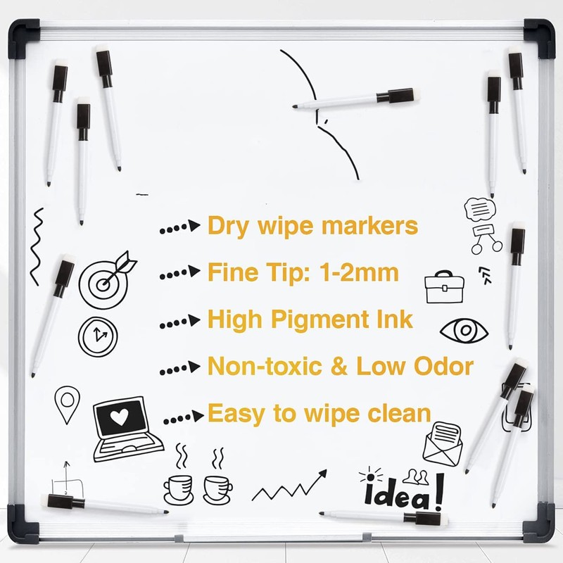 VEYLIN Small Whiteboard Pens, 10PCS Black Dry Wipe Whiteboard Marker