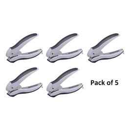 Pack of 5, Bostitch Office EZ Squeeze One-Hole Punch, 10 Sheet Capacity, Lightweight, Gray/Blue (2402)