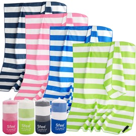 Sfee 2 Pack Microfiber Beach Towels, Quick Dry Towel Travel Towel Camping Towel, Super Absorbent Compact Gym Towel Sport Towel Kids Beach Towel for Travel,Hiking,Workout,Backpacking, Pool, Bath, Yoga