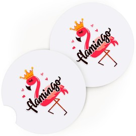 BJDAMAI 2 Pack Flamingo Car Cup Holder Coaster, Cute Car Interior Accessories Drink Coaster for Women & Men, Flamingo Lovers Themed Gifts Stuff Accessories Things Merchandise Items!