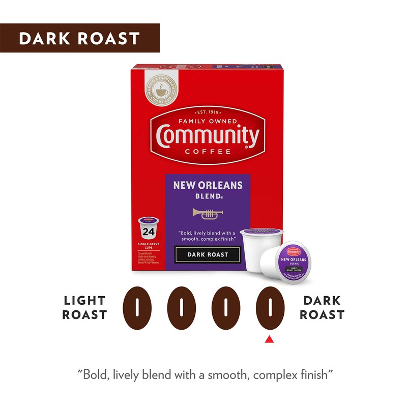 Community Coffee Coffee Pods, Dark Roast, Compatible with Keurig 2