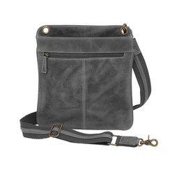 Gun Tote'n Mamas Leather Crossbody Flat Sac, Distressed Buffalo Grey