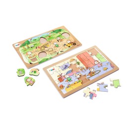 Eichhorn 109245681 - Bobo Siebenschläfer - 2 puzzles, 20 pieces, classic puzzle 24 pieces, with different difficulty levels, 100% FSC-certified plywood, from 2 years