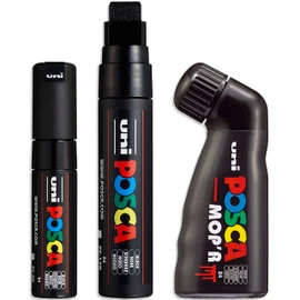 Posca Broad Nib Paint Art Marker Pens Set - of 3 MOP'R, PC-17K, PC-8K Extra Black Ink Sizes from 8mm to 19mm Premium Quality Artists, Designers, and Crafters