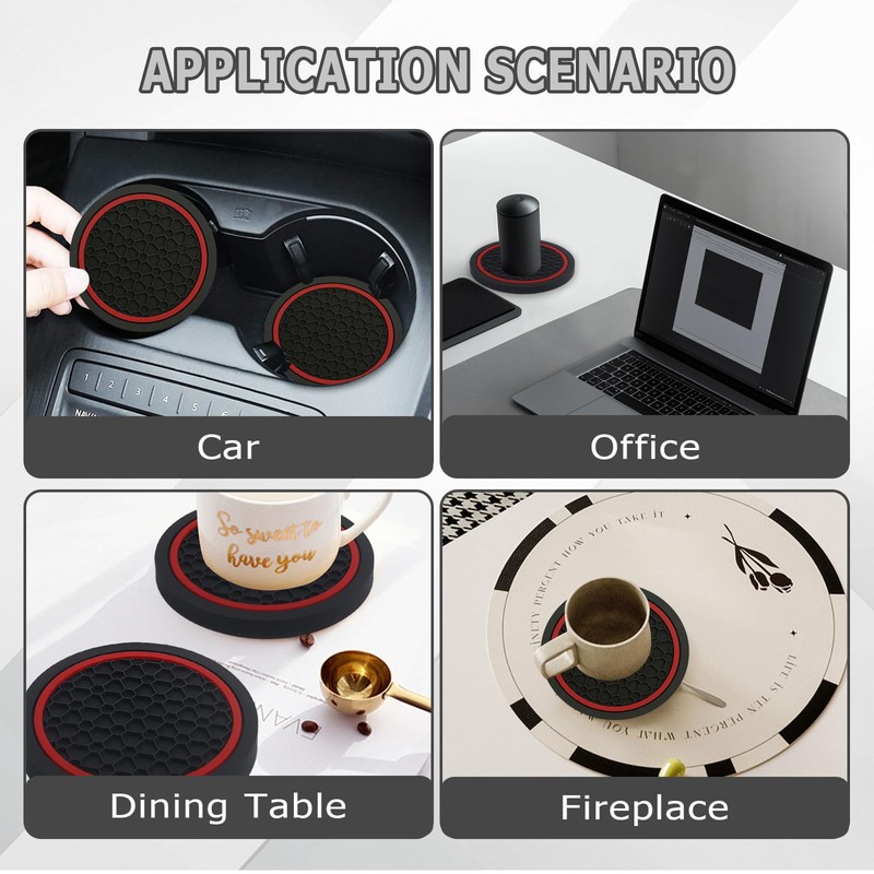 4PCS Car Cup Holder Coasters,2.75 Inch Anti-Slip Car Coasters