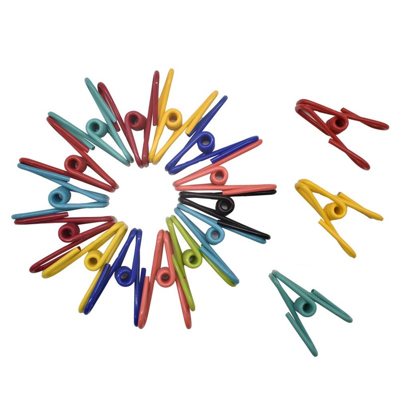 LE-stone 50Pcs Multi-Purpose Clothesline Utility Clips PVC-coated Steel Wire Clip