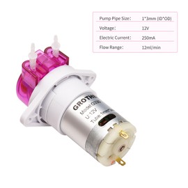 GROTHEN  Peristaltic Pump Dosing Pump Mini Pump Liquid Self-priming Water Pump Silicone Tube for Aquarium Tank Lab Chemical Analysis 1mm ID x 3mm OD