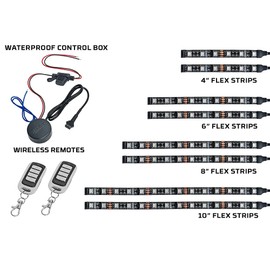 LEDGlow 8pc Advanced Million Color LED ATV UTV Quad 4x4 Accent Underlow Light Kit - 15 Solid Colors - 6 Patterns - Multi-Color Flexible Strips - Includes Waterproof Control Box & 2 Wireless Remotes