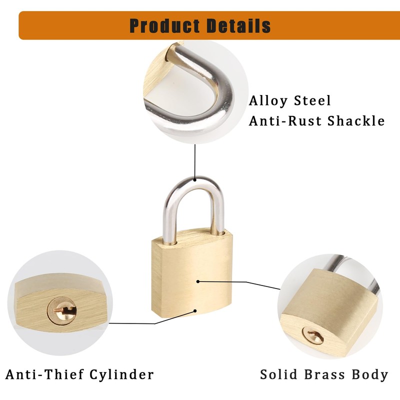 Fuaxat 10Pack Small Locks with Same Keys, 3/4" (20mm) Wide