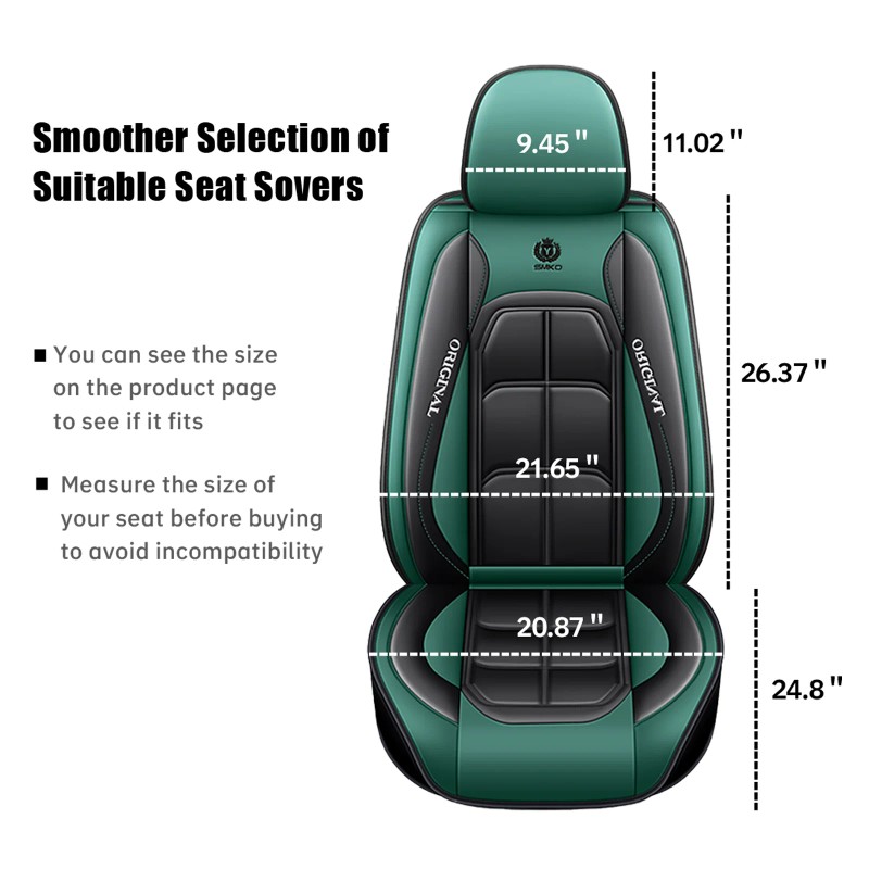 Xiangta Hot Selling Luxury Green Leather Seat Covers Universal Full