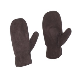 Harrys-Collection Men's Lambskin Mittens with Elastic Band, dark brown