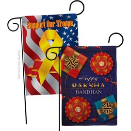 Ornament Collection Rakhi Purnima Burlap Garden Flag Pack Celebration Raksha Bandhan Hindu Saluno Occasion Party Support Our Troops House Decoration Banner Small Yard Gift Double-Sided, Made in USA
