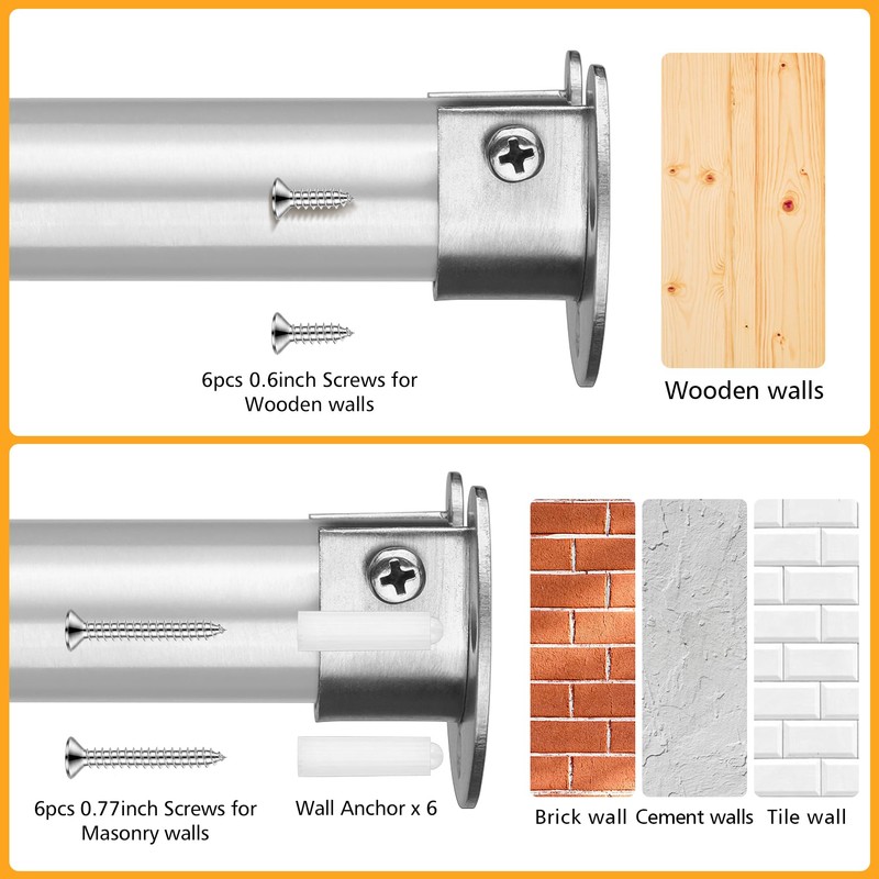 FIRJOY 2Pcs Heavy Duty Stainless Steel Closet Rod Bracket Holder