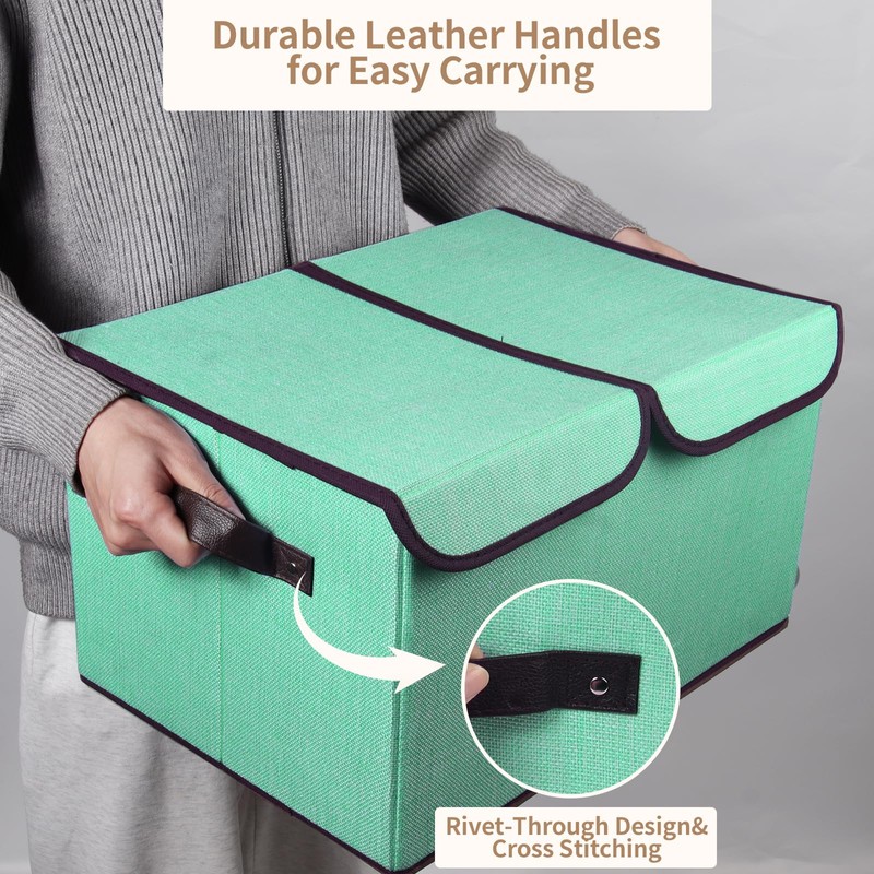 Tcbelosion Foldable Fabric Storage Box, 16.5 x 11.8 x 9.8