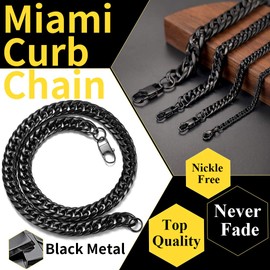 ChainsHouse Men Heavy Curb Cuban Chain Thick 12MM Wide Street Rock Hip Hop Style Jewelry Ion Plating Black Metal Chunky Necklace (22 inch)