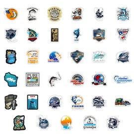 Go Fishing Stickers for Water Bottles, 100 pcs Outdoor Fishing Adventure Stickers Waterproof Vinyl Decals for Laptop Luggage (Fishing 100 PCS)