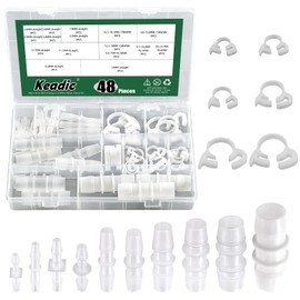Keadic Hose Barb Fittings Kit Barb Splice Hose Connector Barb Fittings Nylon Pipe Hose Clamp for Water Air Fuel (NO1)