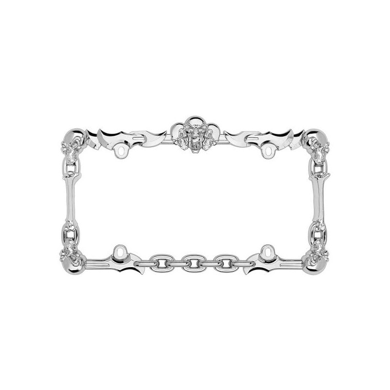 Cruiser Accessories 25231 Skull & Bone License Plate Frame, Chrome