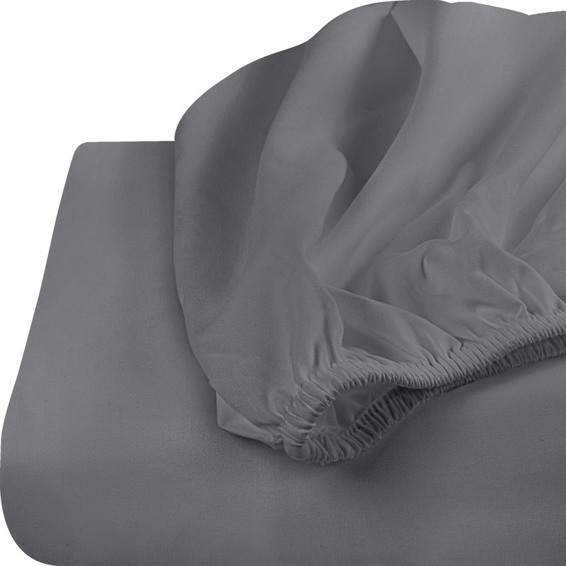 Utopia Bedding Fitted Sheet Double (2 Pack), Grey - Deep