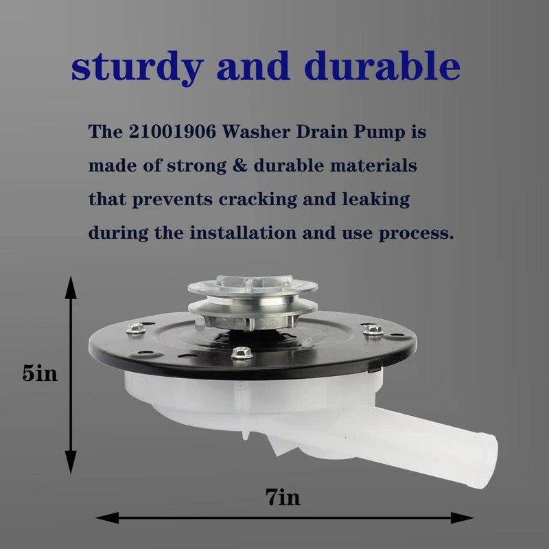 21001906 Washer Drain Pump with Pulley Replacement Part - Compatible