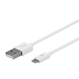 Monoprice USB-A to Micro B Cable - 6 Feet - White, Polycarbonate Connector Heads, 2.4A, 22/30AWG - Select Series