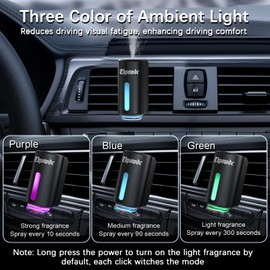 Car Air Freshener Diffuser, Smart Car Air Freshener with Three Adjustable Modes, Aromatizante para Carro with 8pcs Essential Oil, Car Fresheners Long Lasting, Black
