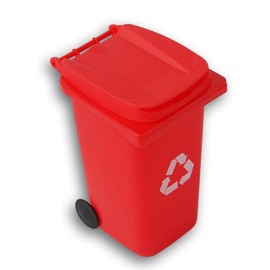 Mini Curbside Recycle Can Pencil Cup Holder - 5.5 Inches Tall (Red)