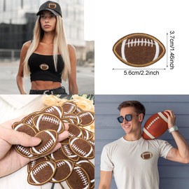 Honbay 30PCS Brown Edge Football Patches Sports Ball Embroidered Appliques Rugby Sew on Iron on Decorative Patches for Clothes Pants Hats Shoes Bags Decoration and Repairing of Holes