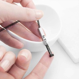 VLIEGEN Be Kind Of A B Necklaces, Square Tubes Pendant with Hidden Message Stainless Steel Band Friendship To Best Friends Sorority Sisters Inspirational Gift Jewelry for Women (Be kind-Black)