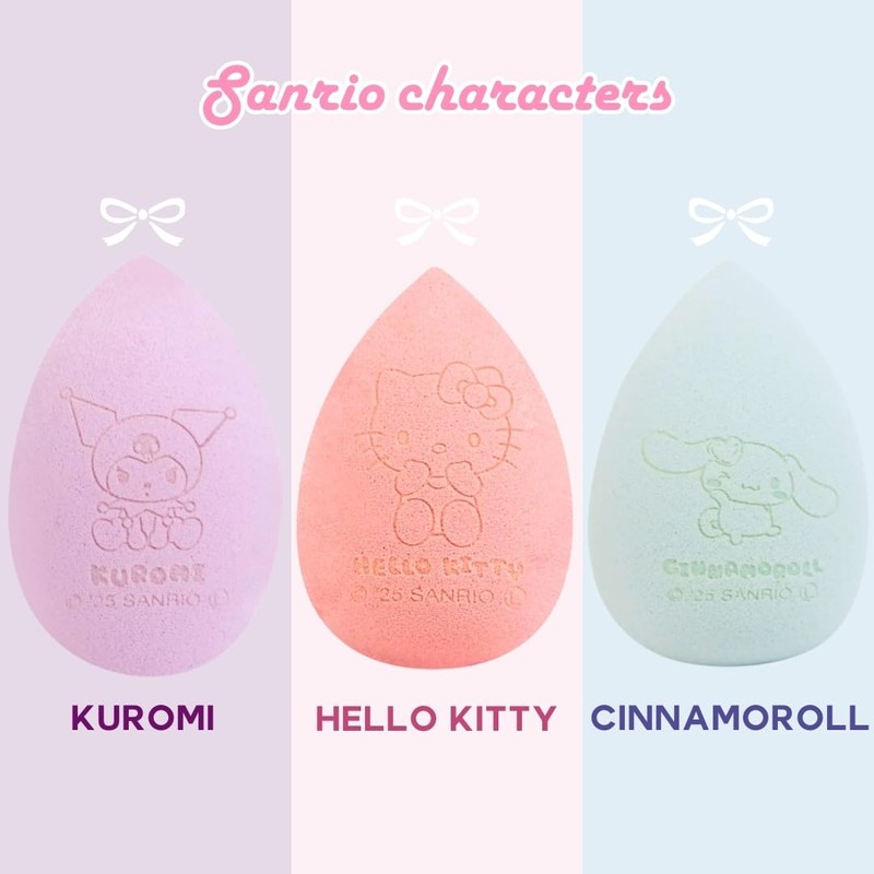 Sanrio Character Makeup Sponge with Stand Stand 3 Piece Foundation