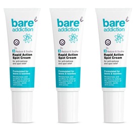 Bare Addiction 15ml Rapid Action Spot Cream Skincare to Moisturise and Soothe the Appearance of Redness Spots and Pores without Drying Skin 3-Pack