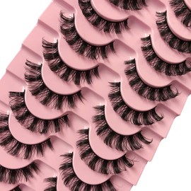 10 Pairs of 3D False Eyelashes, False Eyelashes, D Curl Lashes, Natural Look, Russian Strip Lashes, Curly Cat Eye Lashes, Full Volume False Eyelashes (DH06-2)