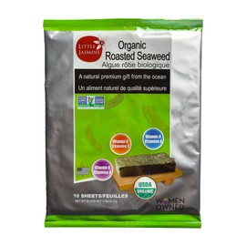 Little Jasmine USDA Organic, Non-GMO Roasted Nori Seaweed-10 Full Sheets