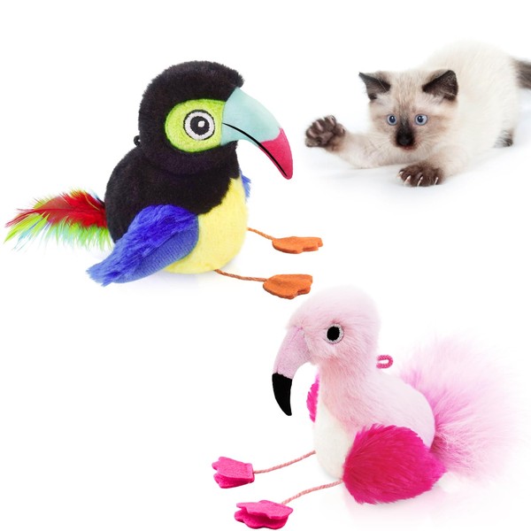 Migipaws 2 Pack Chirping Bird Cat Toy, Interactive Cat Toy