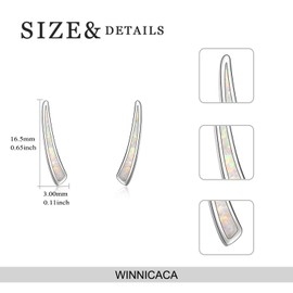 WINNICACA Opal Earrings Sterling Silver Bar Climber Crawler Cuff Earrings for Women Girls Gifts Jewellery, Silver