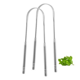 chongning Tongue Scraper with Travel Case 2 Pack, Bad Breath Treatment Tongue Scraper for Adults & Kids, Stainless Steel Metal Tongue Scraper, Easy to Use Tongue Cleaner for Hygiene and Self Care
