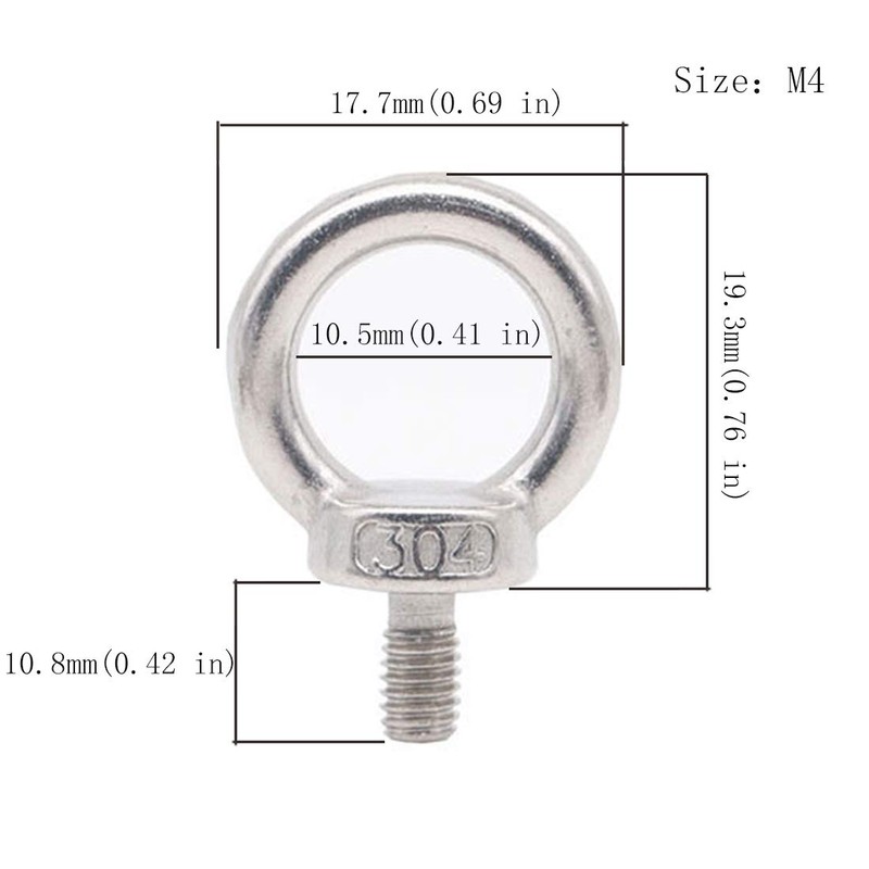 Pack of 20 eye screws with external thread for lifting