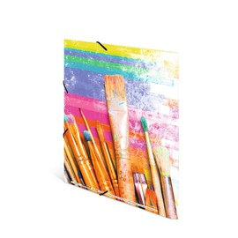 HERMA 19284 Collection Folder, A4, Impressions, Brush, Children's Corner Straps Folder Made of Cardboard with Inner Print and Elastic Band, Sturdy Cardboard Folder for Boys and Girls