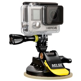 iSHOXS M1 GT professional suction cup made of aluminium with 3D / 360 degree ball mount, suitable for GoPro and compatible action cams - black, membrane transparent