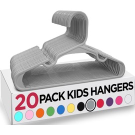 Utopia Home 20 Pack Kids Hangers - 11.5 Inch Plastic Baby Hangers for Closet - Childrens Hanger for Clothes & Infant Hanger for Closet - for Everyday Standard Use (Gray)