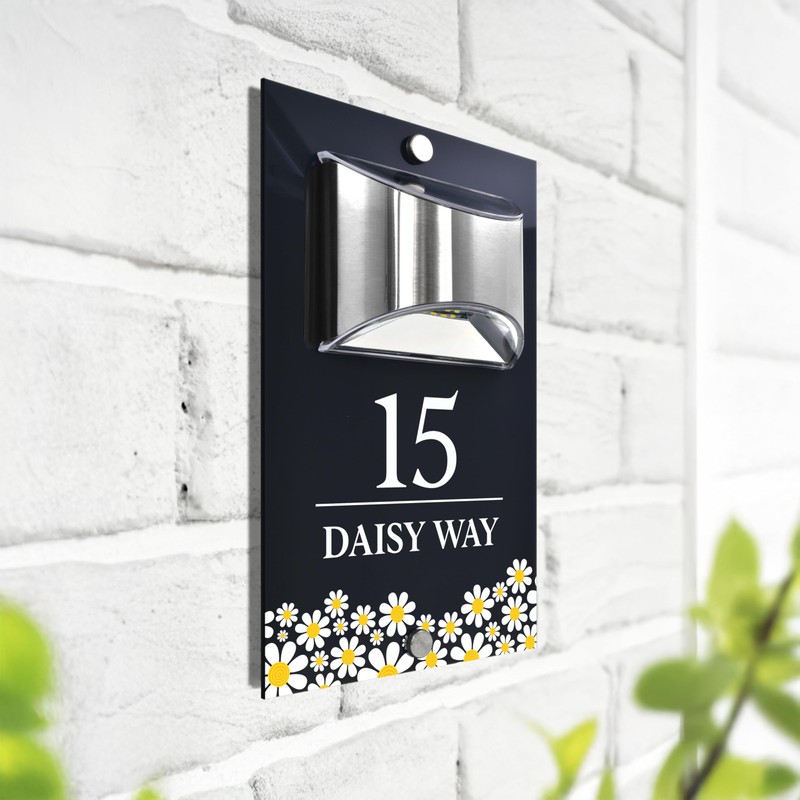 Custom Signs Solar Illuminated Modern Anthracite House Number Sign 24cm
